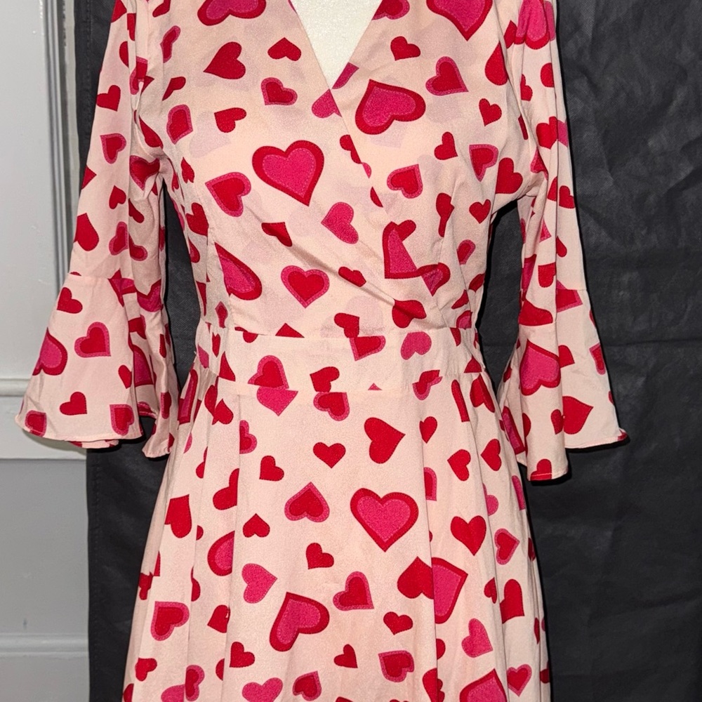 Heart Pattern Wrap Dress